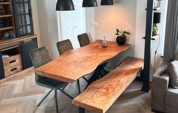 Duurzame houten beuken boomstam tafel