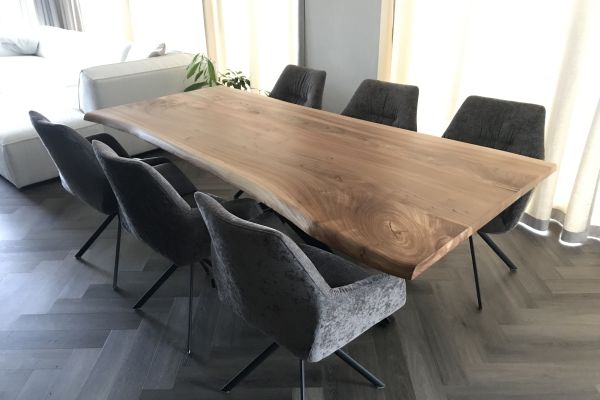 Eettafel boomstam iepen